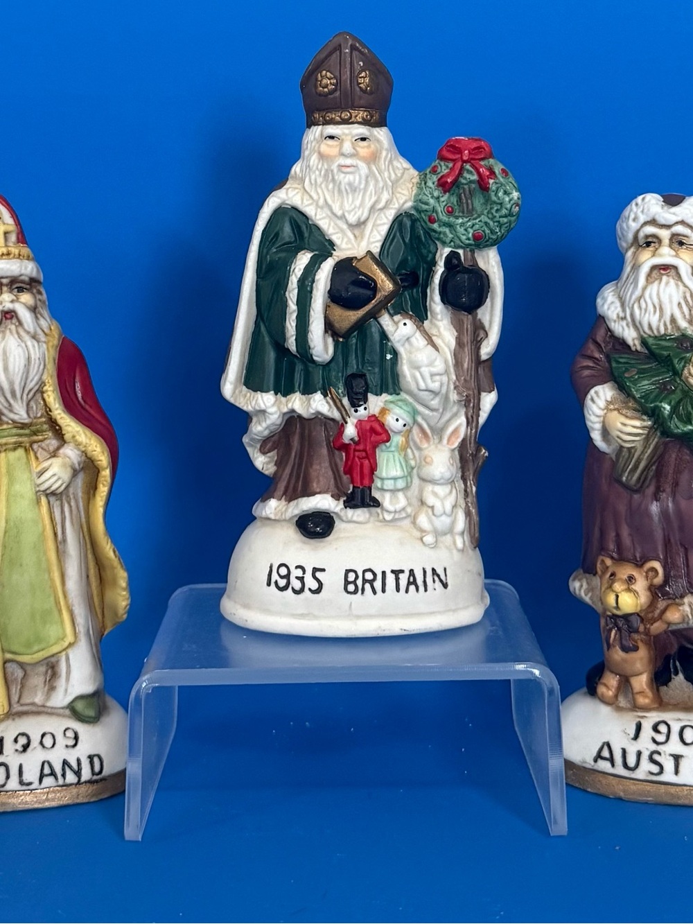 Vintage Hand Painted Hermitage Pottery Santa’s Porcelain Figurines
